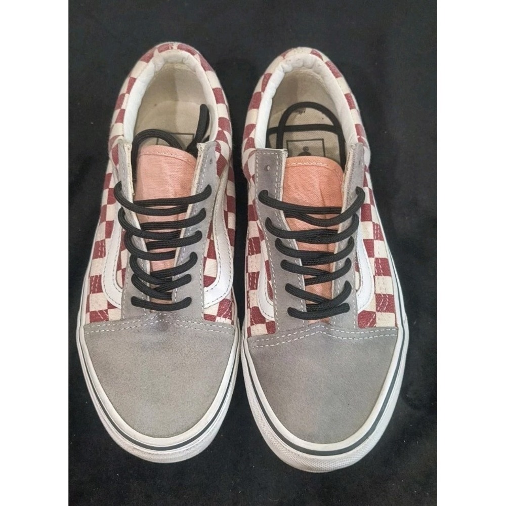Vans Old Skool Checkerboard Unisex Sneakers Shoes Men 5/Women 6.5 Grey Red Youth